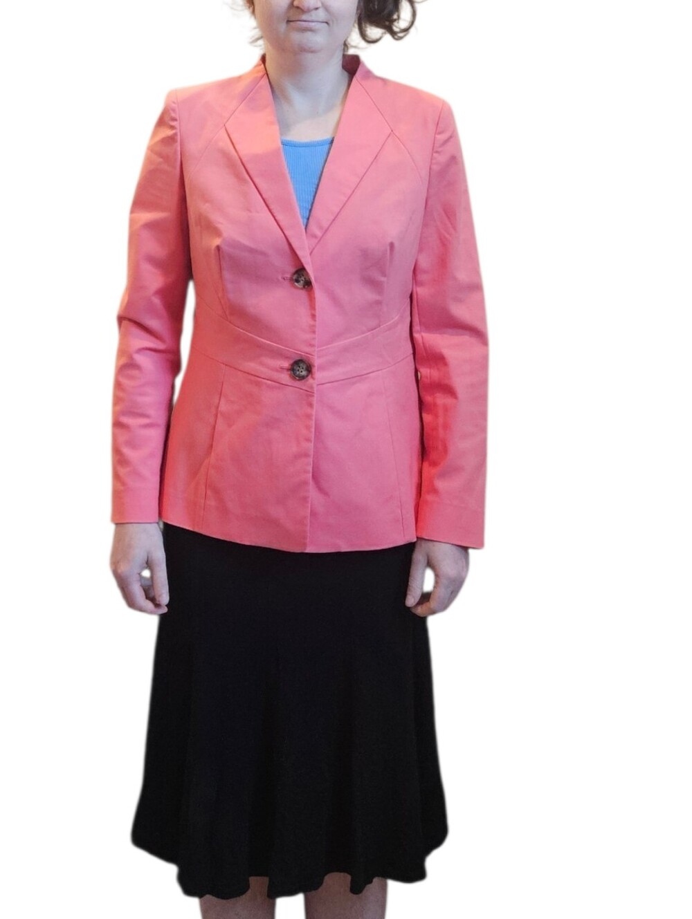 Lafayette 148 New York Coral Pink Stretch Cotton Blazer Jacket Size 10